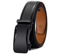 KEMISANT Cintura Uomo, Cintura Pelle Uomo Cricchetto Automatica Fibbia 35mm,Trim Regolabile per Adattars(Nero-105cm/28-34vita regolabile)