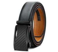 KEMISANT Cintura Uomo, Cintura Pelle Uomo Cricchetto Automatica Fibbia 35mm,Trim Regolabile per Adattars(Grigio Scuro,115cm/32-38" vita regolabile)