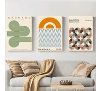 KemneT Abstract Bauhaus curva Parete arte poster stampa geomtrico motivo tela Quadri Moderni Quadro soggiorno stanza decorativo murale casa Decorazioni 50x70cmx3 senza cornice