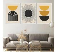 KemneT Metà secolo Geometrica Forme Poster Stampa Senape Giallo Nero Tela Quadri Boho Moderni Parete Arte Quadro Vivere Camera Casa Decorazioni 50x70cmx3 Senza cornice
