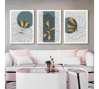 KemneT Minimalismo linee fiori astrazione poster stampe tele dipinti modernità arte Parete Quadro sala da pranzo sala interno casa Decorazioni 50x70cmx3 senza cornice