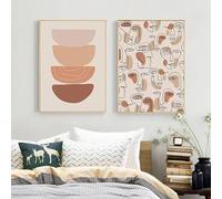 KemneT Morandi colore sistema tela Quadri astrazione geometria linee Parete arte modernità poster stampe Quadro foresta camera da letto soggiorno camera casa Decorazioni 50x70cmx2 senza cornice