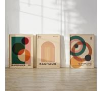 KemneT Retro Bauhaus geometrico poster stampa astratto minimalista parete arte metà secolo Moderni tela Quadri Quadro soggiorno camera casa Decorazioni 50x70 cm x 3 senza cornice