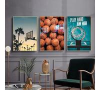 KemneT Sport attività basket cerchi riprese poster stampe Parete arte modernità Quadro tele dipinti soggiorno camera camera da letto casa Decorazioni 50x70cmx3 senza cornice