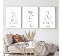 KemneT Yoga pose linee manifesti stampe meditazione yoga simboli respiro tela stampa minimalismo modernità Parete arte Quadro yoga stanza casa Decorazioni 30x50cmx3 senza cornice