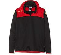Kempa Emotion 2.0 Quarter Zip Felpa da Bambino con Cappuccio, Unisex - Bambini, Felpa per Bambini., 200226709, Nero/Rosso/Giallo, 152