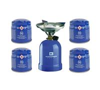 KEMPER - Fornello a gas 2200 W Guscio in metallo + 4 cartucce di gas Fornello da campeggio per cartuccia gas 190 g