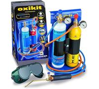 KEMPER - Kit Cannello Bi-Gas Ossigeno Propano Professionale 3300°C: Kit Completo per Saldatura e Brasatura Forte, Taglio Acciaio 5 mm, Riduttori, Manometri, Tubi 1,5 m