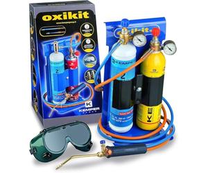 KEMPER - Kit Cannello Bi-Gas Ossigeno Propano Professionale 3300°C: Kit Completo per Saldatura e Brasatura Forte, Taglio Acciaio 5 mm, Riduttori, Manometri, Tubi 1,5 m
