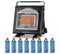 Kemper - Riscaldamento a gas portatile 1700 W sistemi di sicurezza integrati + 8 cartucce di gas butano Autonomia 2:30