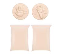 KEMUZ 2 Pezzi 20g Bambini Impronte Argilla Kit,Kit Impronte Mani e Piedi in Argilla Morbida,Bambino Hand Foot Inkpad Argilla Morbida,Ideale per Regalo di Battesimo (Colore Della Carne)