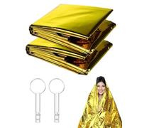 KEMUZ 2Pcs Coperta Termica, All'aperto Coperta Emergenza, Coperta Termica Sopravvivenza, Montagna Escursioni Telo Termico, Porta due fischietti, per Escursionismo Esercizio Campeggio 160x210cm