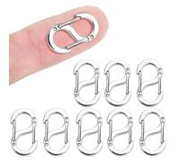 KEMUZ 8 chiusure a moschettone in argento 925, con doppia apertura, chiusura per bracciali, chiusura a catena, chiusure in metallo, chiusure per collane, clip per bracciali (argento)