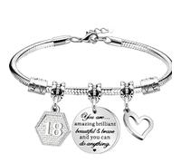 KEMUZ Bracciale Ragazza Kidult Amicizia, Regalo Perfetto Per 18 Anni, Gioiello Iscrivibile Con Ciondolo Motivazionale, Ideale Per Migliore Amica, Laurea, Compleanno E Natale