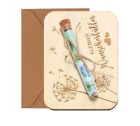KEMUZ Confezione regalo in contanti a forma di tarassaco che esaudisce i desideri, con provette e spago, compleanno, matrimonio, regalo per giovani, viaggio, regalo in denaro in legno