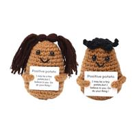 KEMUZ Patata Positiva 2 Pezzi, Peluche Motivazionale Con Bigliettino E Trecce, Regalo Originale Per Compleanno Laurea San Valentino, Idea Regalo Carina Per Amiche Sorelle Colleghi (V Bocca)