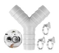 KEMUZ Raccordo A Y A 2 Vie, Raccordo A Y Tubo Di Alimentazione Raccordo Acqua Scarico Lavatrice Doppio Raccordo Tubo Con 3 Fascette Stringitubo Per Raccordo Scarico Lavatrice(Grigio)