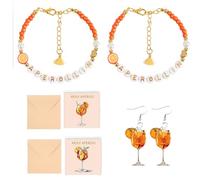 KEMUZ Regalo Aperol, Set Di 2 Bracciali Aperol, Holy Aperol Queen, 2 Biglietti Aperol Spritz Con Buste E Adesivi, Accessori Aperol Per Donne, Confezione Regalo Decorativo Per Festa Estiva
