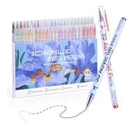 KEMYR Penna gel acrilica 3D, 48 colori con punta a proiettile da 1 mm, penne acriliche per carta nera, pittura su roccia, vetro, legno, tessuto, carte, album di ritagli, artigianato artistico fai da
