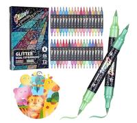 KEMYR Pennarelli glitter a doppia punta, set da 72 colori con punte glitterate, confezione da 36 pezzi, pennarelli metallici brillanti per biglietti, fai da te, scarabocchi, scrittura, libri da