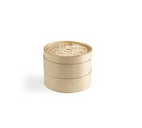 Ken Hom KH506 Vaporiera Bambù, 20cm, Excellence, Cuocivapore Bambù con 2 Livelli e Coperchio per Riso, Dim Sum, Verdure, Pesce e Carne, Non Lavabile in Lavastoviglie