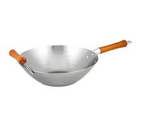 Ken Hom KH432003 Wok Tradizionale Acciaio al Carbonio, 32cm, Excellence, Padella a Induzione, Compatibile con Utensili in Metallo, Non Lavabile in Lavastoviglie
