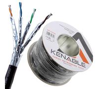 Kenable™ - Cavo Ethernet esterno schermato CAT6A per uso esterno in rame, bobina SF/FTP, 100 m [100 metri]