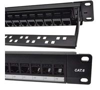 kenable Patch Panel 24 Porte RJ45 CAT6 Gigabit Ethernet Pass Through Keystone Coupler 19" 1U Rack Montabile Nero