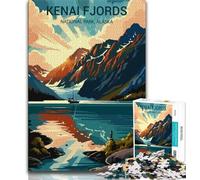 Kenai-Fjords-Nationalpark-Puzzle, 1000 Teile, für Erwachsene, anspruchsvoll zu vervollständigen, aber unterhaltsam und humorvoll, einzigartige Heimdekoration und Geschenke, 38x26cm