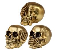 kenai skull Set di 3 Mini Teschi - Non Vedo Non Sento Non Parlo - Oro