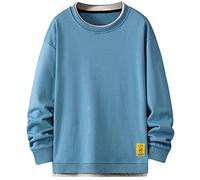 KENAIJING Felpa Uomo, Hoodie Felpa con Cappuccio Uomo Premium Basic Maglia in Cotone Crew Neck (Blu, M)