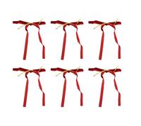 KENANLAN 24pcs Velvet Bows Ornamento Fatto a Mano Corona Albero a Mano Archi Nastro di Natale Vintage con Cravatta d'oro per la Casa (Rosso)