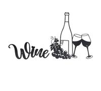 KENANLAN Decorazione da parete a tema vino, decorazione in metallo, arte in vetro nero, dettagli di vite, decorazione per la casa, la cucina, la sala da pranzo