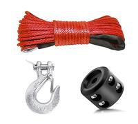 KENBT , Funzione Pratica Verricello cavo Linea argano da 7700 lb, Tappo Gancio di traino in Gomma per ATV SUV UTV Camion Accessori All Terra(Red Silver Black)