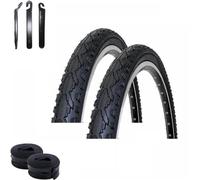 Kenda K-935 - 2 copertoni da bicicletta da 18", colore nero, 47-355 (18 x 1,75) + 2 camere d'aria abbinate AV con cric per pneumatici