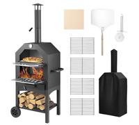KENDANE Forno per pizza all'aperto, forni per pizza a legna per esterni, macchina per pizza con copertura impermeabile, pietra per pizza da 30,5 cm, spatola per pizza e 4 griglie incluse per barbecue