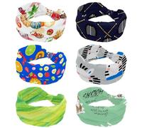 Kendo Japan Navy - Confezione da 6 fasce elastiche per capelli da donna, per yoga, allenamento, morbida, turbante alla moda