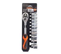 Kendo Set di chiavi a bussola, 11 pezzi, azionamento da 1/2", con manico ergonomico, in acciaio al cromo vanadio di alta qualità, per viti e montaggio