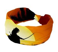 Kendo Silhouette Beach Fasce per le donne, ampia fascia turbante antiscivolo, fascia elastica per il sudore, yoga, allenamento, morbida bandana per capelli