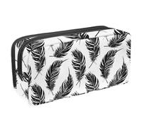 KengjuTesu Astuccio impermeabile, astuccio con cerniera, astuccio con piuma nera, astuccio per cancelleria per adolescenti, ragazze, studenti, adulti, Multicolore 1., Taglia unica, Astuccio