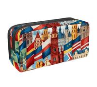 KengjuTesu Astuccio impermeabile, astuccio con cerniera, con bandiere dei paesi europei, astuccio per penne, forniture per ufficio, cancelleria per adolescenti, ragazze, studenti, adulti, Multicolore