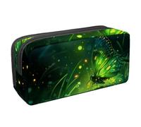 KengjuTesu Astuccio impermeabile con cerniera, farfalla verde e lucciola, astuccio per cancelleria per ufficio, organizer per cancelleria per adolescenti, ragazze, studenti e adulti, Multicolore 1.,