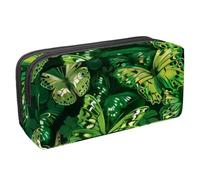 KengjuTesu Astuccio impermeabile con cerniera, farfalla verde e lucciola, astuccio per cancelleria per ufficio, organizer per cancelleria per adolescenti, ragazze, studenti e adulti, Multicolore 4.,