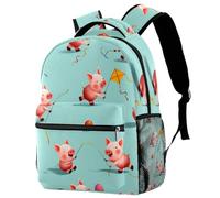 KengjuTesu Campus Zaino da viaggio Happy Pigs Family School Backpack Bookbag con portabottiglie per ragazze e ragazzi, Multicolore 4., Taglia unica