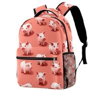 KengjuTesu Campus Zaino da viaggio Happy Pigs Family School Backpack Bookbag con portabottiglie per ragazze e ragazzi, Multicolore 3, Taglia unica