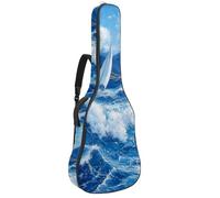 KengjuTesu Custodia morbida per chitarra acustica da 109 cm, con tracolla e 2 tasche, blu oceano che naviga sulle montagne, senza imbottitura, impermeabile, in tessuto Oxford, custodia per chitarra