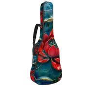 KengjuTesu Custodia morbida per chitarra acustica da 109 cm, con tracolla e 2 tasche, immagine di loto, senza imbottitura, impermeabile, in tessuto Oxford, custodia per chitarra classica, Multicolore,