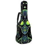 KengjuTesu Custodia morbida per chitarra acustica da 109 cm, con tracolla e 2 tasche, motivo alieno fluorescente, senza imbottitura, impermeabile, in tessuto Oxford, custodia per chitarra classica,