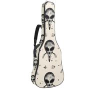 KengjuTesu Custodia morbida per chitarra acustica da 109 cm, con tracolla e 2 tasche, motivo alieno, senza imbottitura, impermeabile, in tessuto Oxford, custodia per chitarra classica, Multicolore,