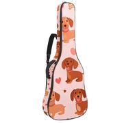 KengjuTesu Custodia morbida per chitarra acustica da 109 cm, con tracolla e 2 tasche, motivo: bassotto Love Bone, senza imbottitura, impermeabile, in tessuto Oxford, custodia per chitarra classica,